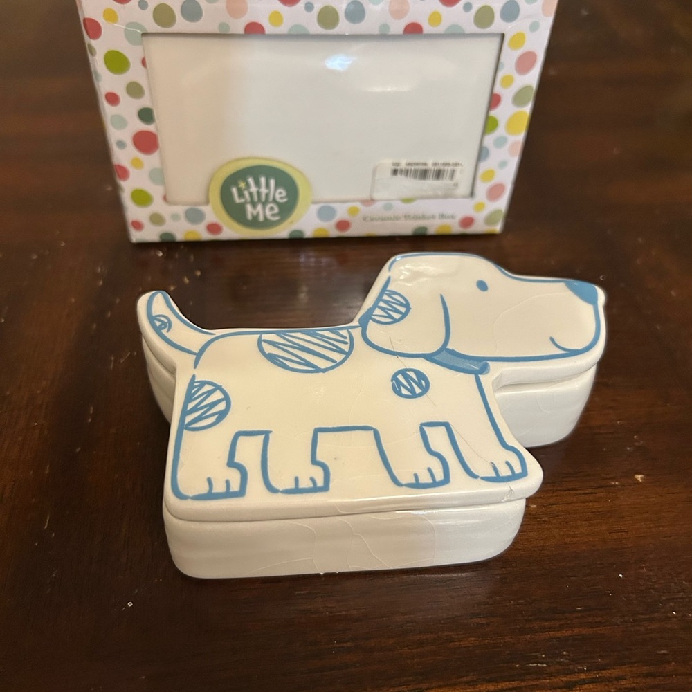 dog ceramic trinket box
